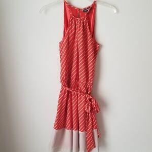 Express Orange and Cream Striped Halter Shift Dress with Keyhole Detail, Size XS